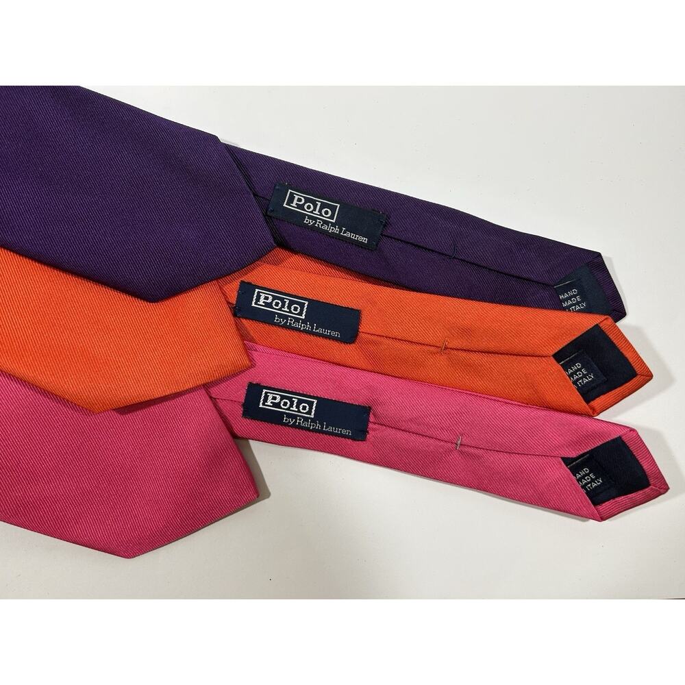 Lot 3 Polo Ralph Lauren Ties Made by Hand Solid Spring Bright Colors
